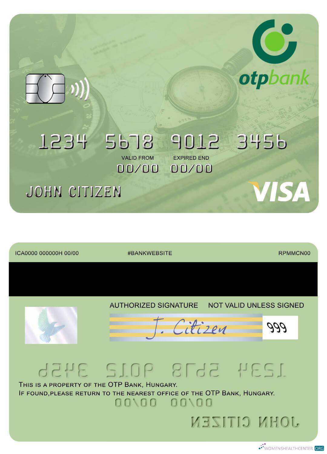 Download Hungary OTP Bank visa card Photoshop template